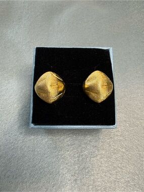 Crown Trifari Gold-Tone Textured Dome Clip-On Earrings - Gold